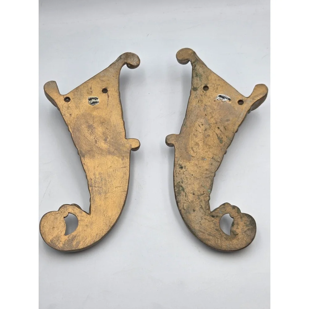 2 Syroco Home Interior Scroll Wall Pocket Planter MCM Decor 70's Gold